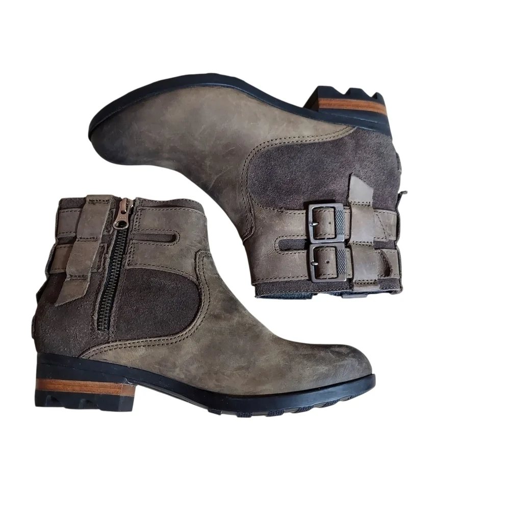 Sorel Lolla Waterproof Leather Suede  Taupe Ankle Boot